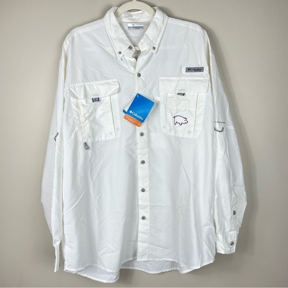 Columbia Mens Large Bahama Icon Top Kansas State Button Down Long Sleeve Shirt - Picture 1 of 9